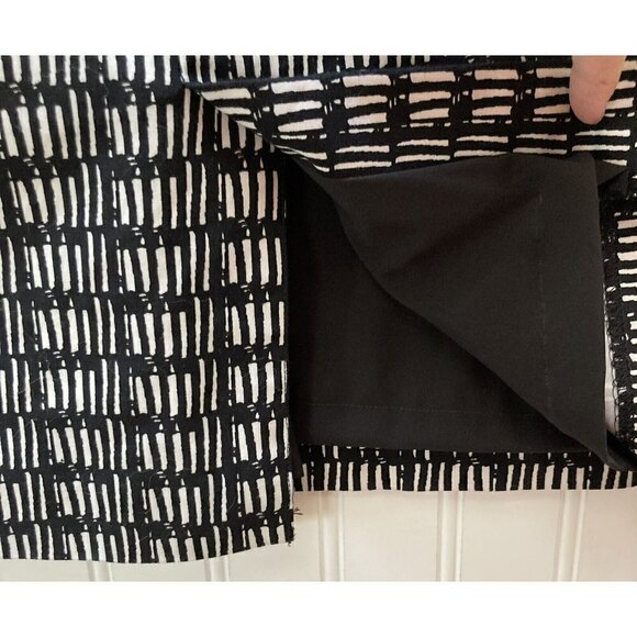 Adrianna Papell Geometric Black White Exposed Zip Lined Pencil Straight Skirt-6 - Picture 4 of 10